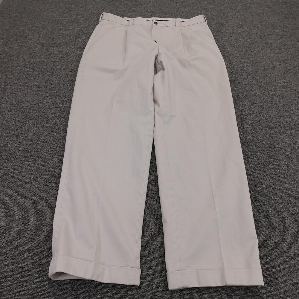 Brooks Brothers Pants Mens 37x30 Beige Advantage Chino Elliot Pleated Relaxed